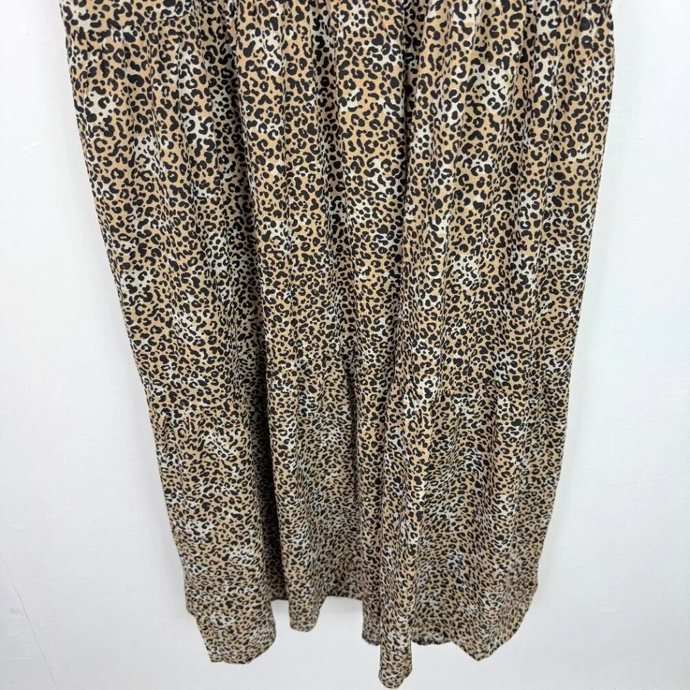 NWOT ASOS DESIGN Sleeveless Tiered Midi Dress With Frills Leopard Print Size 8 - Picture 11 of 14